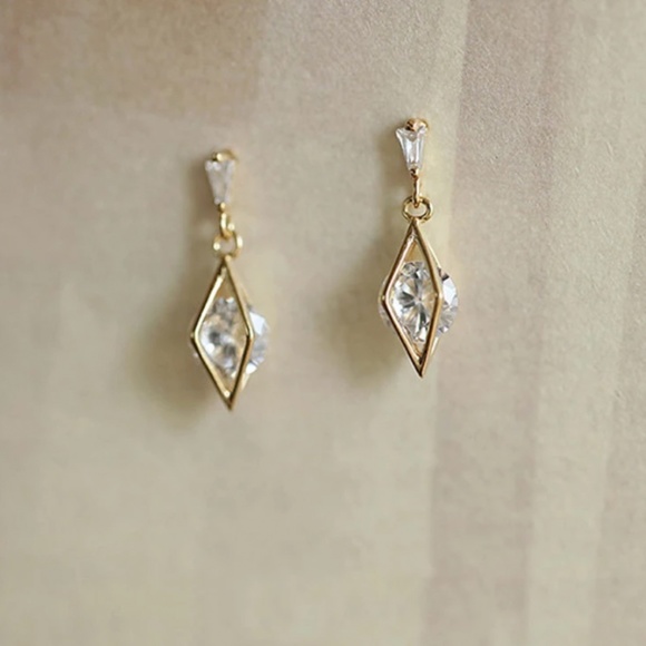 Sterling Silver Diamond Hollow Stud Tassel Earrings - Picture 2 of 13